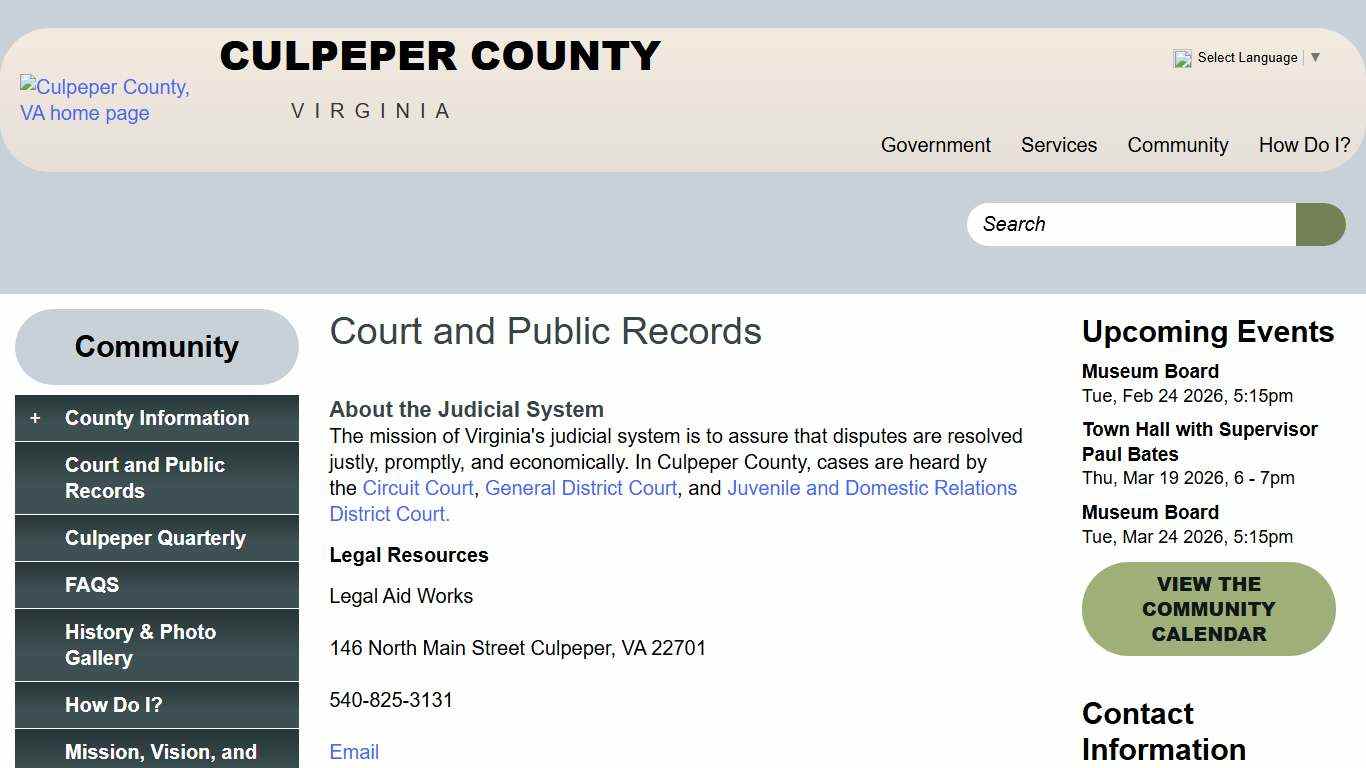 Court and Public Records Culpeper County VA