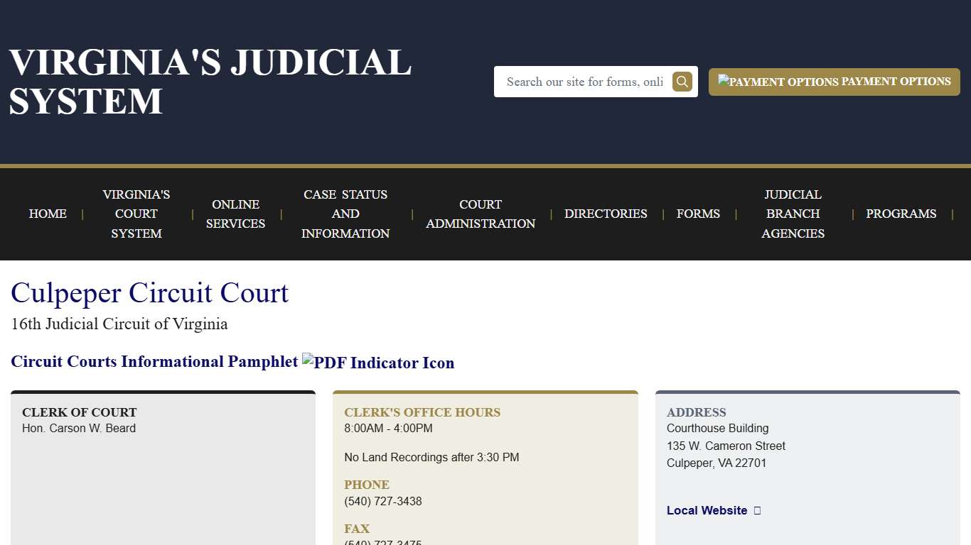 Culpeper Circuit Court Virginia Court System