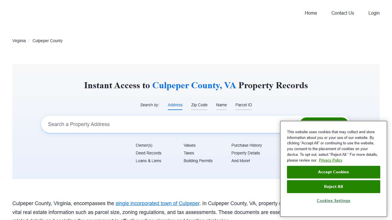 Culpeper County Property Records Owners, Deeds, Permits